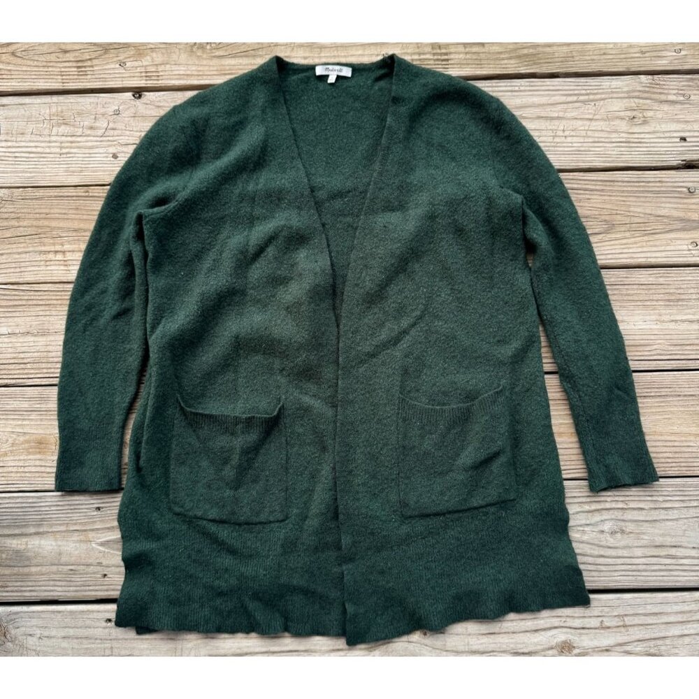 Madewell Kent Cardigan Sweater Forest Green Wool Alpaca Open Front Small h2